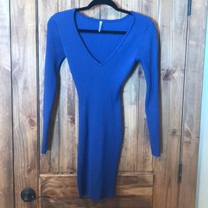 Blue deep V dress